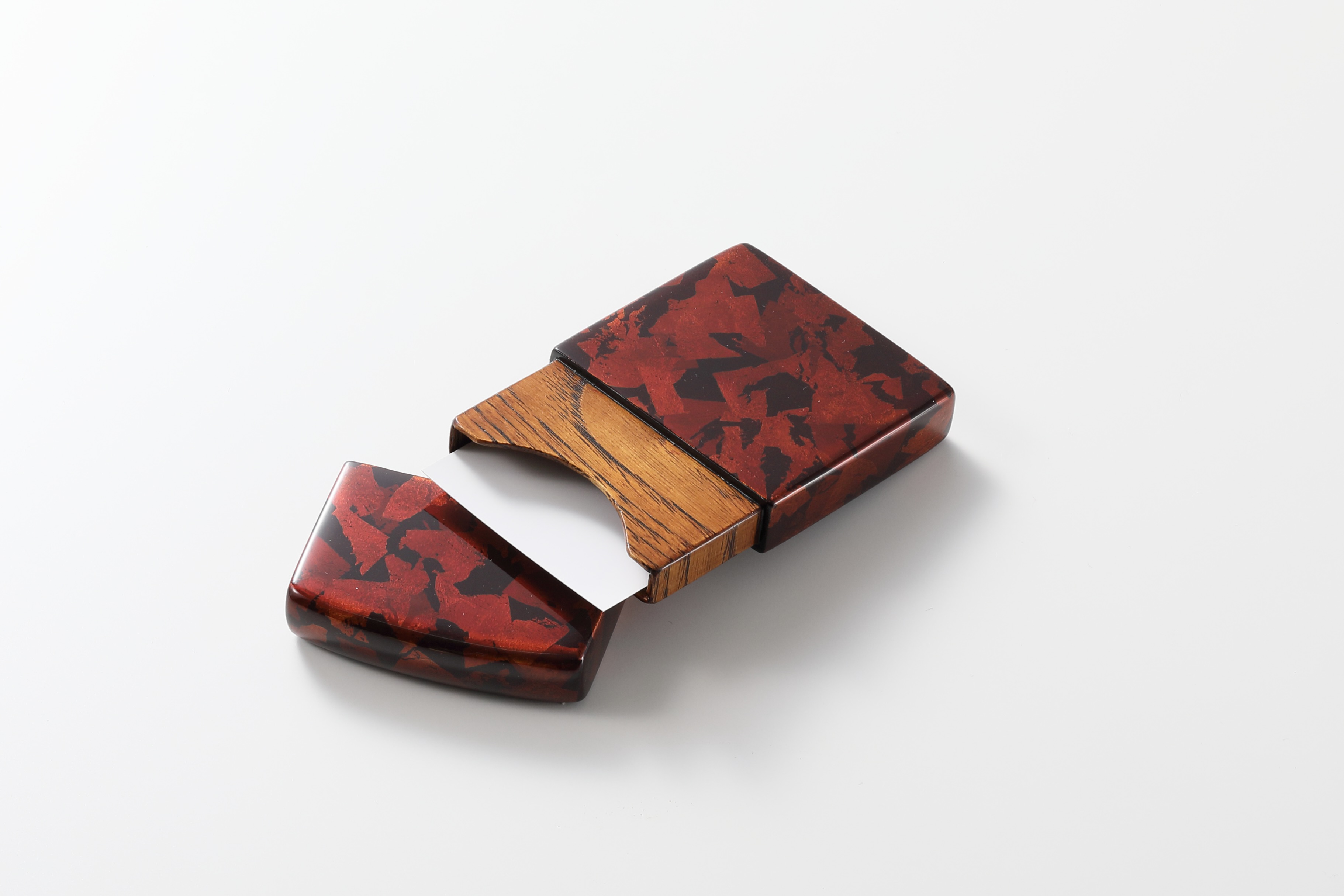 川連漆器 琥珀塗カードケース【漆工房 攝津】[O6301]