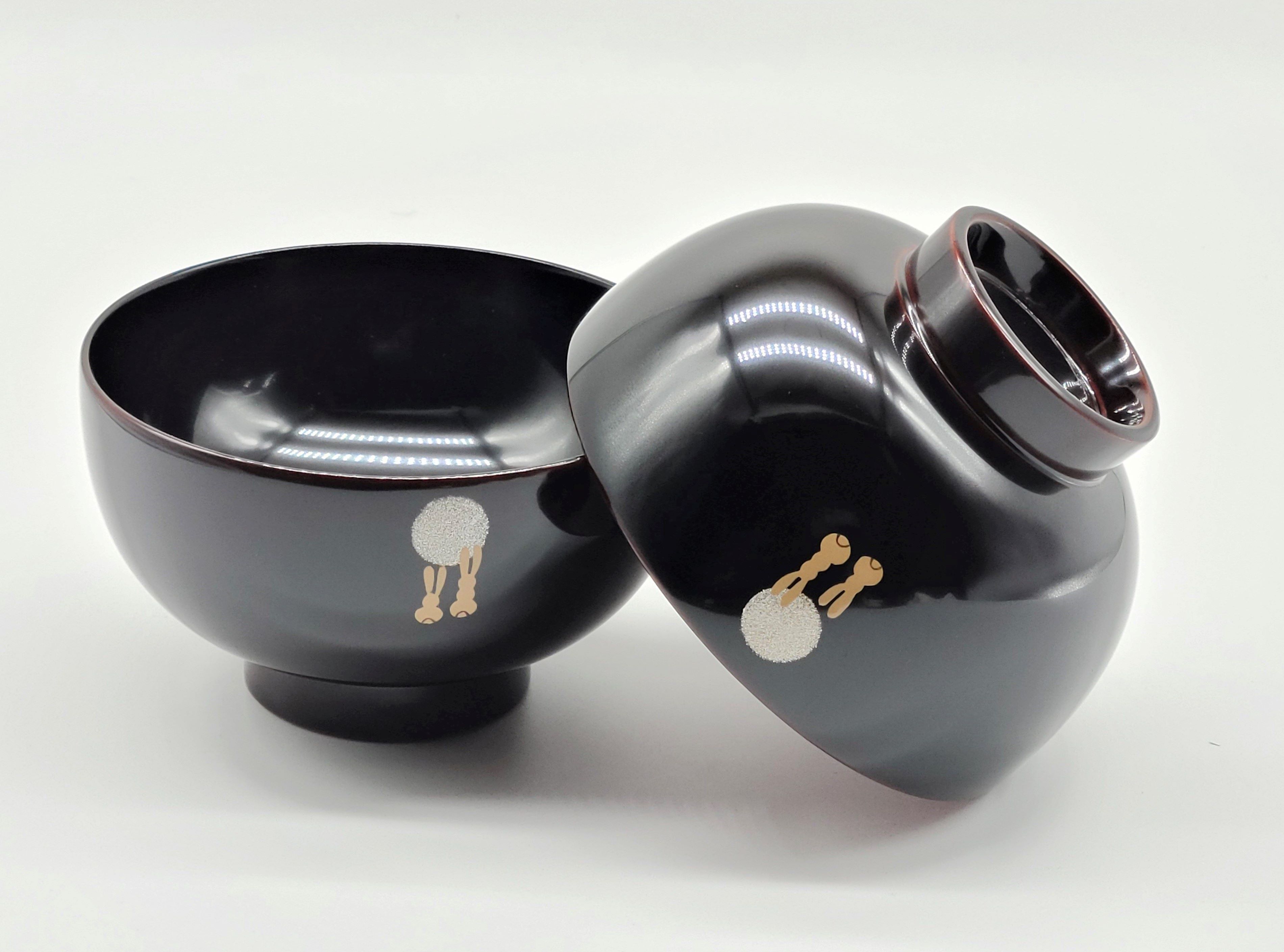 川連漆器 夫婦椀 月見うさぎ【佐藤豊八商店】[H5805]