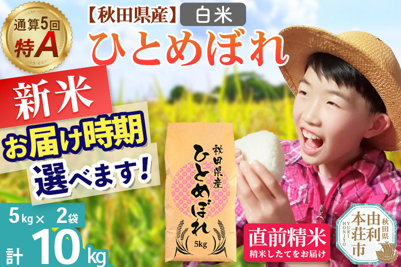 《1回のみお届け》令和7年産 【白米】通算5回特A 秋田県産ひとめぼれ 10kg(5kg×2袋) 配送時期選べる お米 米 こめ 藤岡農産