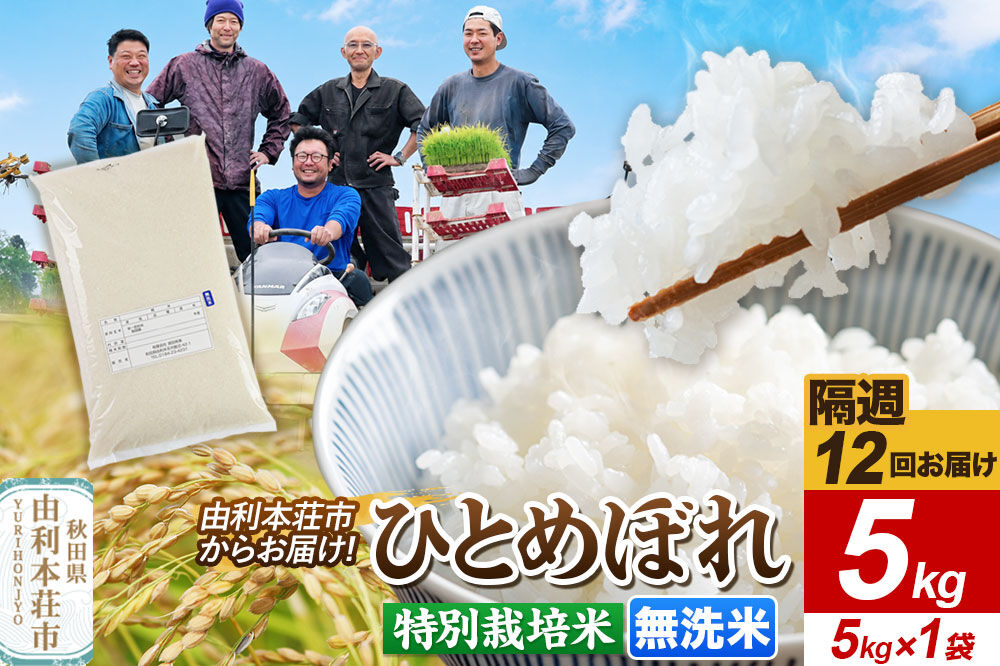 《2週間毎お届け》【定期便12回】令和8年産 新米受付【無洗米】ひとめぼれ 5kg（5kg×1袋）特別栽培米 秋田県産 [ひとめぼれ 新米予約 米 お米 無洗米 特別栽培米 ブランド米 食卓 おにぎり 秋田県産 秋田]