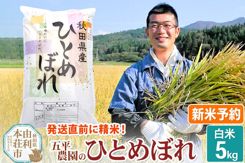 《令和8年産 新米受付》【白米】ひとめぼれ 5kg 秋田県産 五平農園のひとめぼれ《12月上旬〜12月下旬発送予定》 [ひとめぼれ 新米受付 米 お米 こめ 白米 精米 ブランド米 食卓 おにぎり 秋田県産 秋田県 由利本荘市]