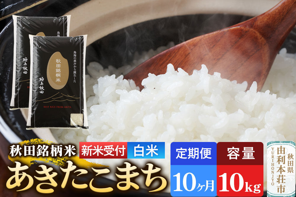 《令和8年産 新米受付》《定期便10ヶ月》【白米】極上秋田銘柄米 あきたこまち 10kg（5kg×2袋） [新米受付 米 お米 こめ 白米 精米 あきたこまち ブランド米 銘柄米 秋田県産]