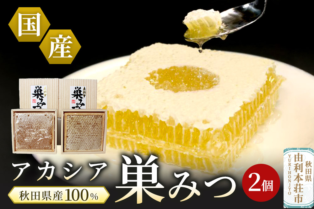 小松養蜂場 はちみつ 秋田県産 100％ 巣みつ(アカシア)  2個セット