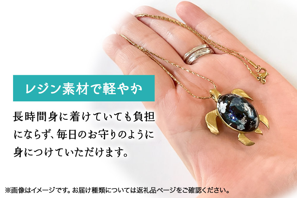 ALVALLET SeaStella 幸運を呼ぶ海の守り神「ホヌ（海亀）」 ペンダント ブラック（チェーンシルバー）