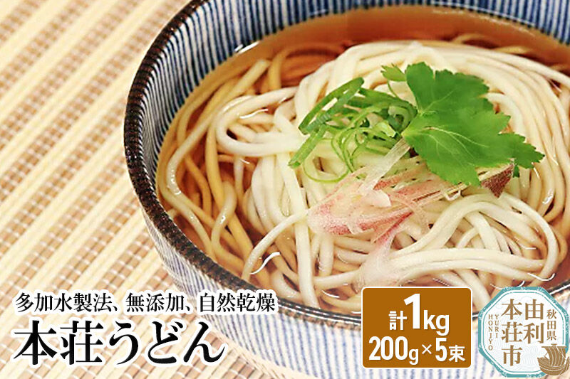 本荘うどん 1kg (200g×5束) [うどん 饂飩 本荘うどん 麺 無添加 自然乾燥]