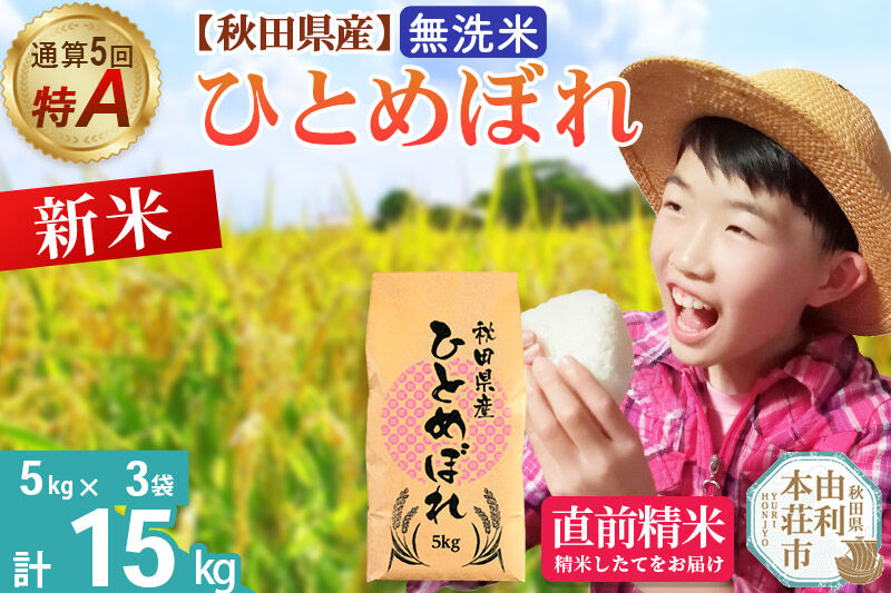 《令和8年産 新米受付》《1回のみお届け》【無洗米】通算5回特A 秋田県産ひとめぼれ 15kg(5kg×3袋) お米 米 こめ 藤岡農産 [米 無洗米 白米 特A 精米 秋田県 東北 お米 ひとめぼれ 小袋 小分け 直前精米 おいしい米 おすすめ]