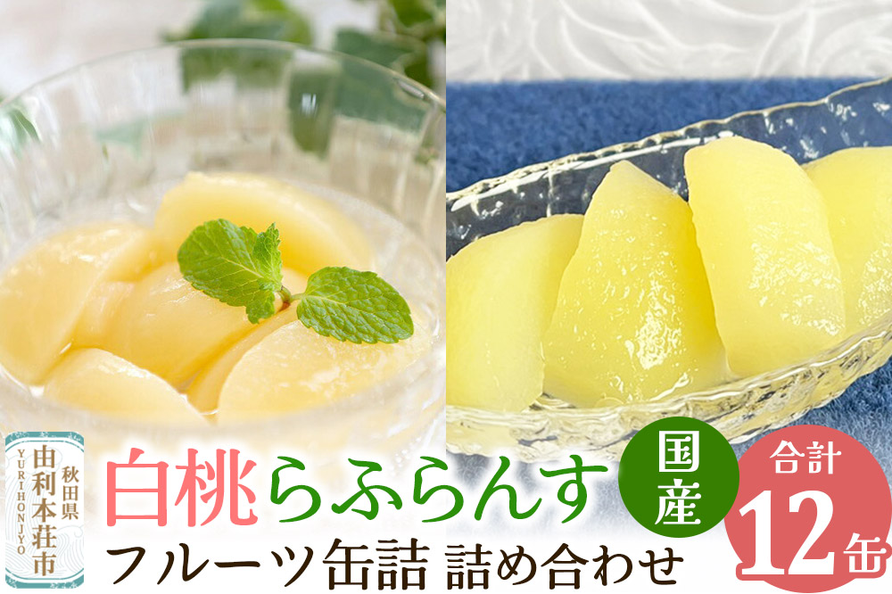 Sanuki 国産 フルーツ缶詰 2種12缶セット (スライス白桃・薄切りらふらんす)