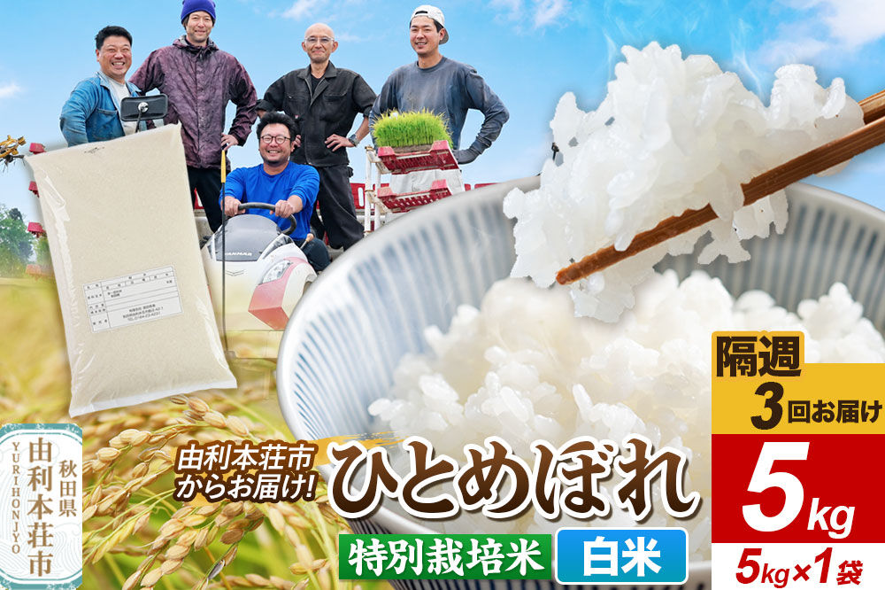 《2週間毎お届け》【定期便3回】令和8年産 新米受付【白米】ひとめぼれ 5kg（5kg×1袋）特別栽培米 秋田県産 [ひとめぼれ 新米予約 米 お米 白米 精米 特別栽培米 ブランド米 食卓 おにぎり 秋田県産 秋田]