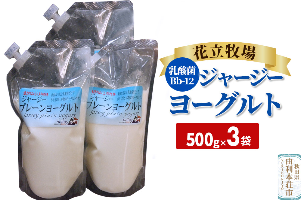 花立牧場 ミルジー ジャージープレーンヨーグルト500g×3袋