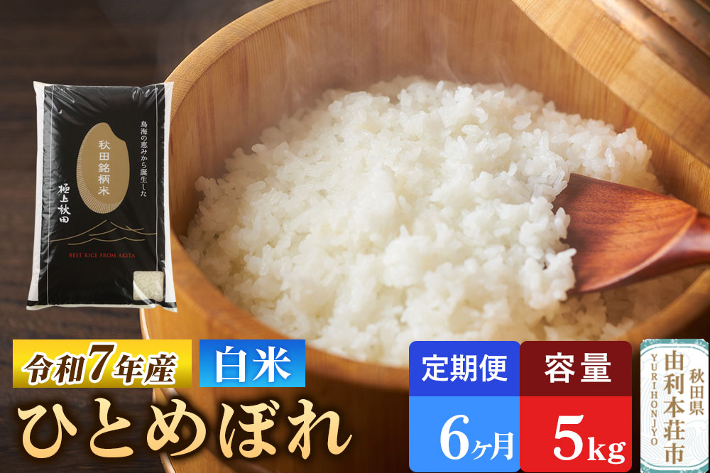 《定期便6ヶ月》令和7年産 【白米】極上秋田銘柄米 ひとめぼれ 5kg 米 お米 白米 精米 ブランド米 銘柄米 秋田県産 [米 お米 こめ 白米 精米 ひとめぼれ ブランド米 銘柄米 食卓 おにぎり 秋田県産 秋田県 由利本荘市]