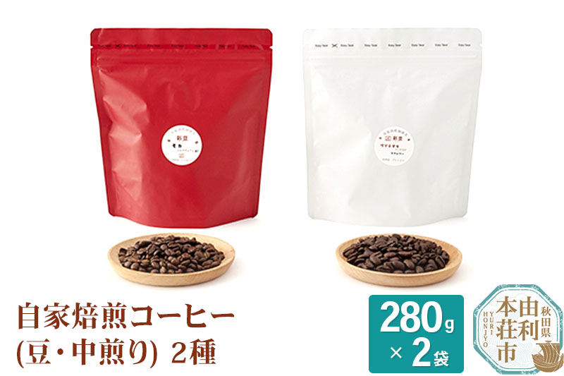 自家焙煎コーヒー(豆) 中煎り 560g(280g×2袋)