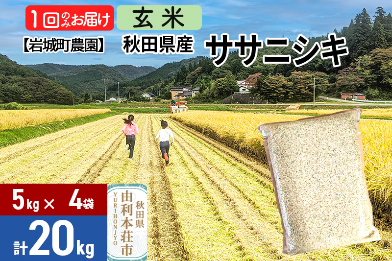 【玄米】秋田県由利本荘市産 ササニシキ 20kg(5kg×4袋) 令和7年産 真空パック 岩城町農園