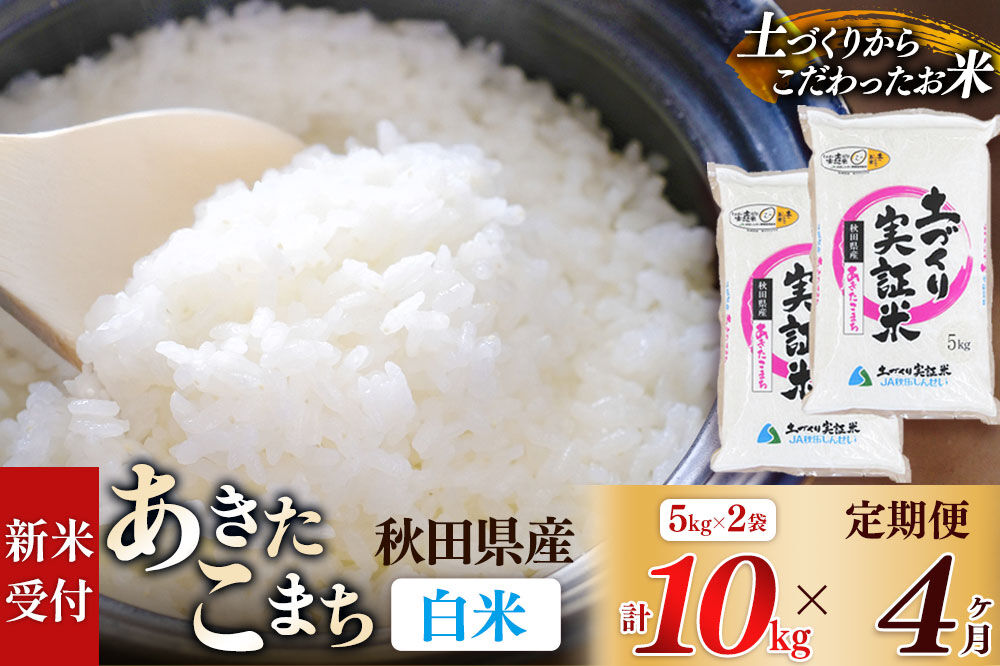 《令和8年産 新米受付》《定期便4ヶ月》【白米】あきたこまち 10kg (5kg袋小分け) ×4回  土作り実証米 合計40kg 秋田県産 [あきたこまち 米 お米 こめ 白米 精米 ブランド米 食卓 おにぎり 秋田県産 国産 土作り実証米 おいしい 秋田県 由利本荘市]