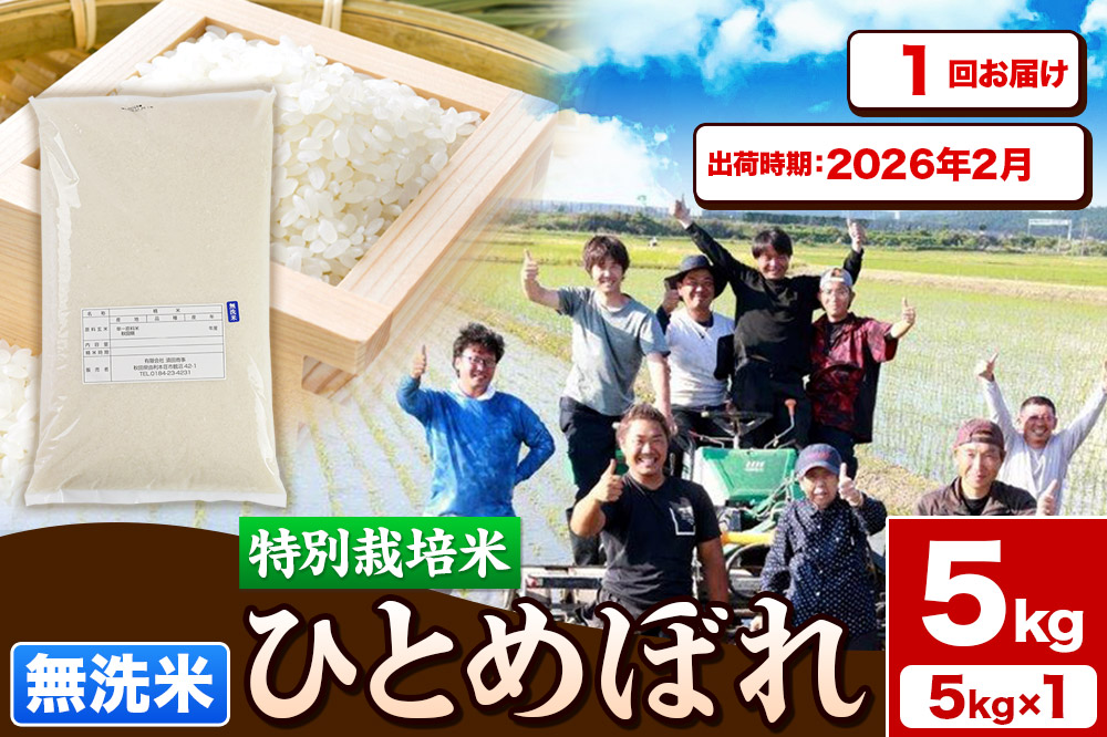 《予約受付》令和7年産【無洗米】特別栽培米 ひとめぼれ 5kg 秋田県産【2026年2月出荷】お米 米 こめ