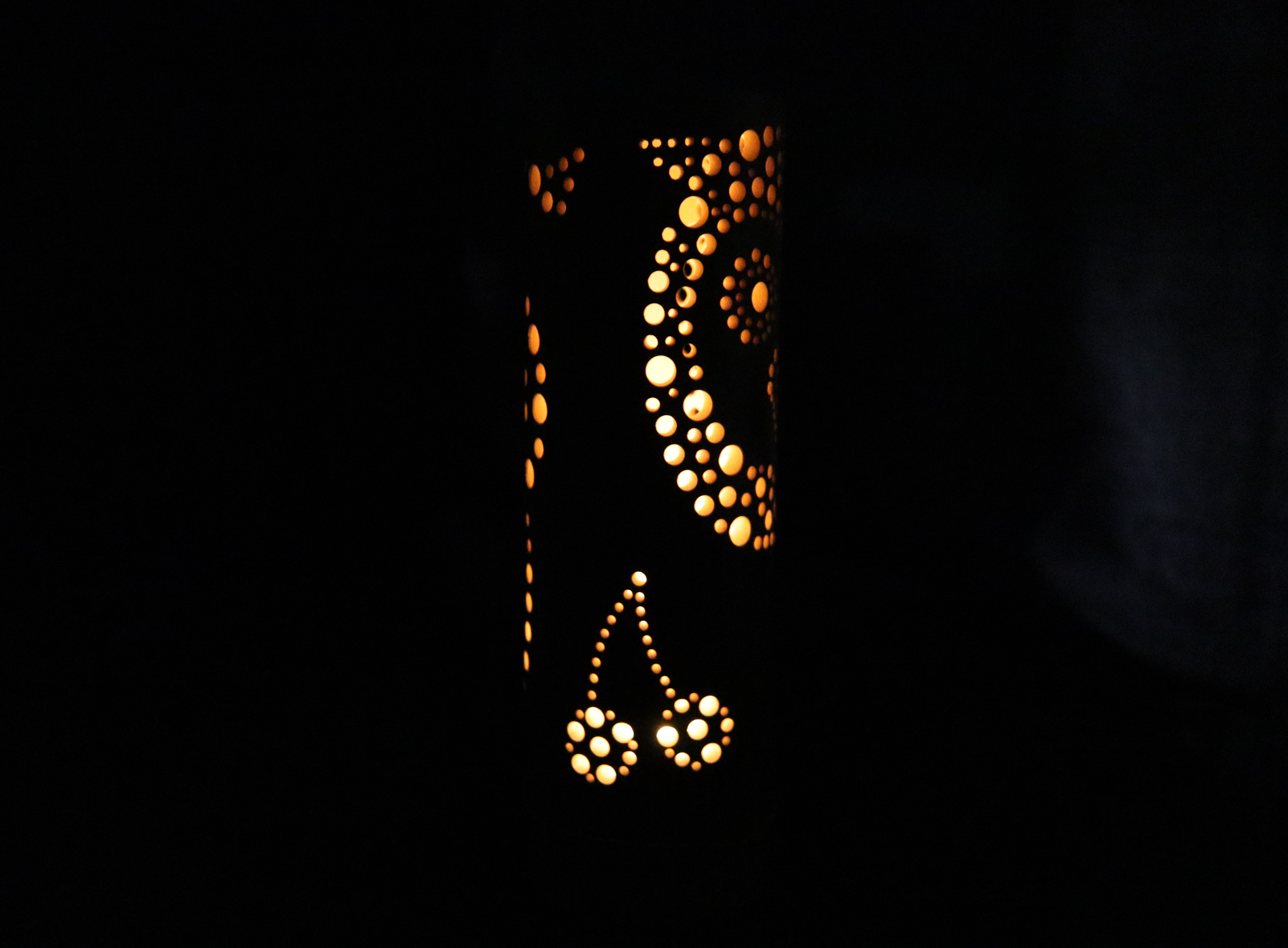 竹あかり(1本)小型LEDライト付 完全手作り 一点物 竹細工 福祉施設製品