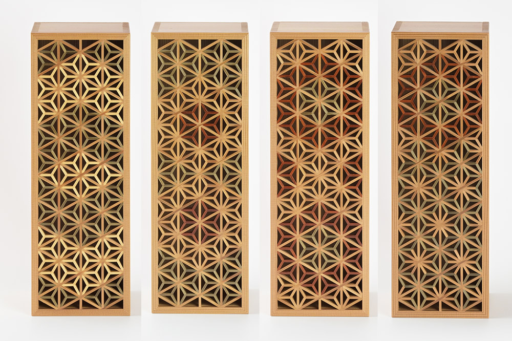 組子細工 ボトルケース 四角（W120×H340×D120mm）伊藤建具製作所 秋田県 由利本荘市