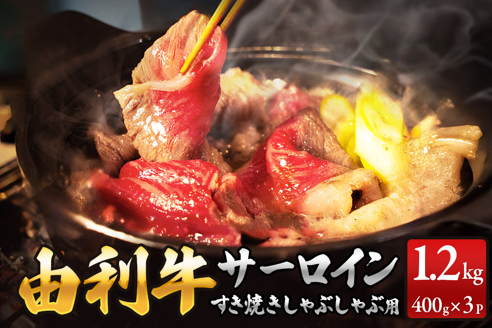 秋田由利牛 サーロインすき焼き・しゃぶしゃぶ用 400g×3パック