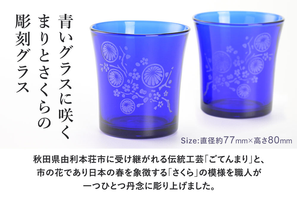 デザイングラス 2個セット ごてんまりと桜模様 ペアグラス [グラス デザイングラス ミニグラス 食器 セット インテリア 伝統工芸 ごてんまり 御殿まり さくら モチーフ]