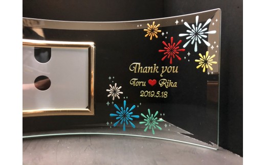 ふるさと納税 硝子彫刻 オリジナルフォトフレーム(写真ヨコ型) 秋田県潟上市 ふるさと納税 硝子彫刻 オリジナル フォトフレーム 写真ヨコ型 1個