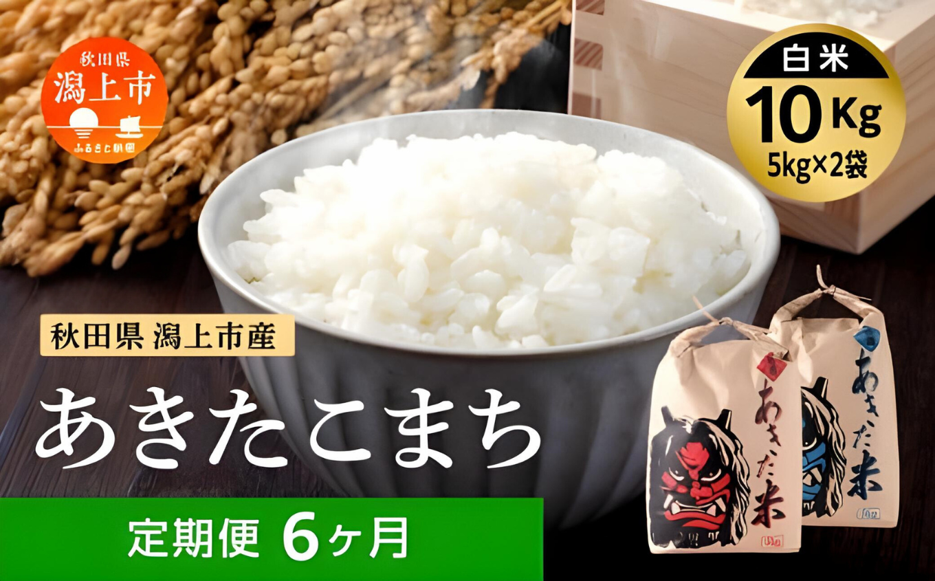 【6ヶ月定期便】新米 令和6年 秋田県産 あきたこまち 5kg × 2袋 10kg 精米 直送 米 お米 こめ おこめ コメ ブランド米 美味しい 産地直送 贈り物プレゼント おいしいお米 美味しいお米 秋田こまち 訳あり わけあり 一人暮らし