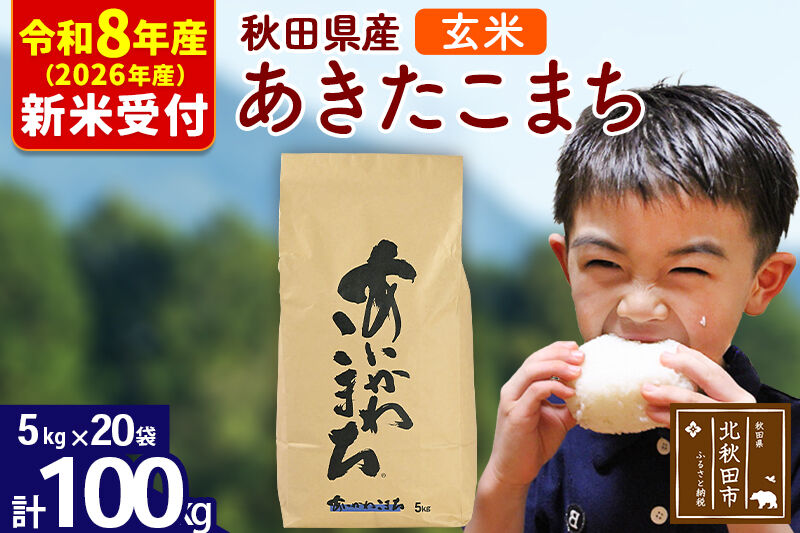 ※R8産 新米予約※ 秋田県産 あきたこまち 100kg【玄米】(5kg小分け袋) 【1回のみお届け】2026年産 令和8年産 お米 藤岡農産 [藤岡農産 秋田 お米 あきたこまち 米どころ 東北 北秋田市]