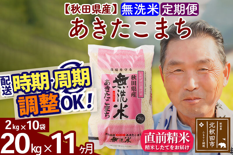 令和7年産《定期便11ヶ月》秋田県産 あきたこまち 20kg【無洗米】(2kg小分け袋) 2025年産 お届け時期選べる お届け周期調整可能 隔月に調整OK お米 おおもり [おおもり 秋田 お米 あきたこまち 米どころ 東北 北秋田市 定期便 毎月お届け]