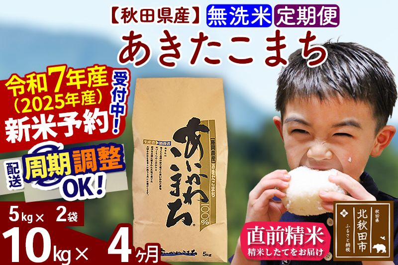 ※令和7年産 新米予約※《定期便4ヶ月》秋田県産 あきたこまち 10kg【無洗米】(5kg小分け袋) 2025年産 お届け周期調整可能 隔月に調整OK お米 藤岡農産