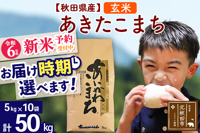 ※令和6年産 新米予約※秋田県産 あきたこまち 50kg【玄米】(5kg小分け袋) 【1回のみお届け】2024産 お届け時期選べる お米 藤岡農産