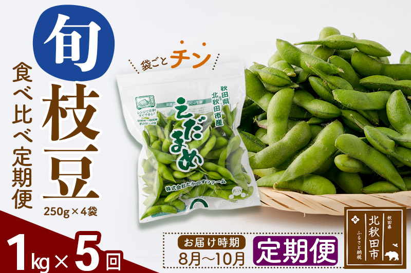 《定期便５回》旬の枝豆1kg食べ比べ定期便（1品種×5回）冷蔵 生でお届け えだ豆 レンジでチン おつまみ