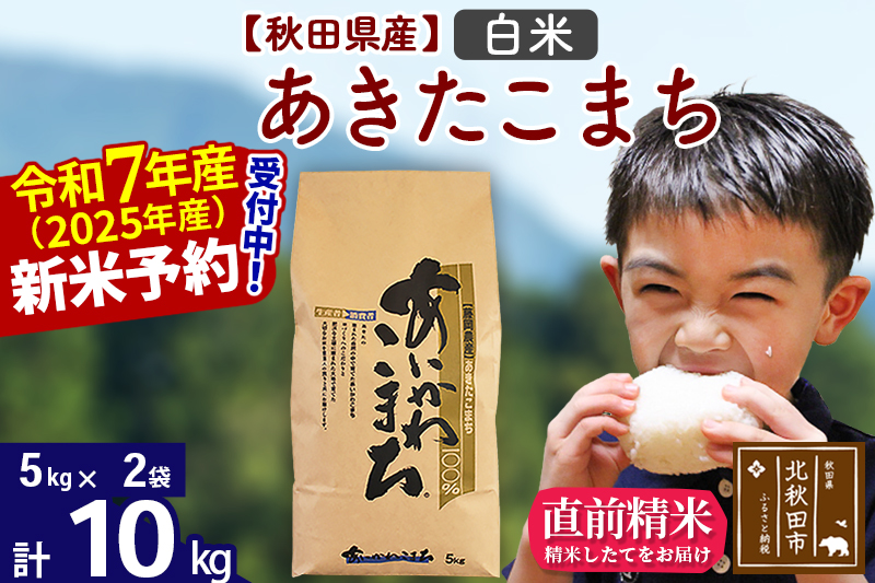 ※令和7年産 新米※秋田県産 あきたこまち 10kg【白米】(5kg小分け袋)【1回のみお届け】2025年産 お届け時期選べる お米 藤岡農産