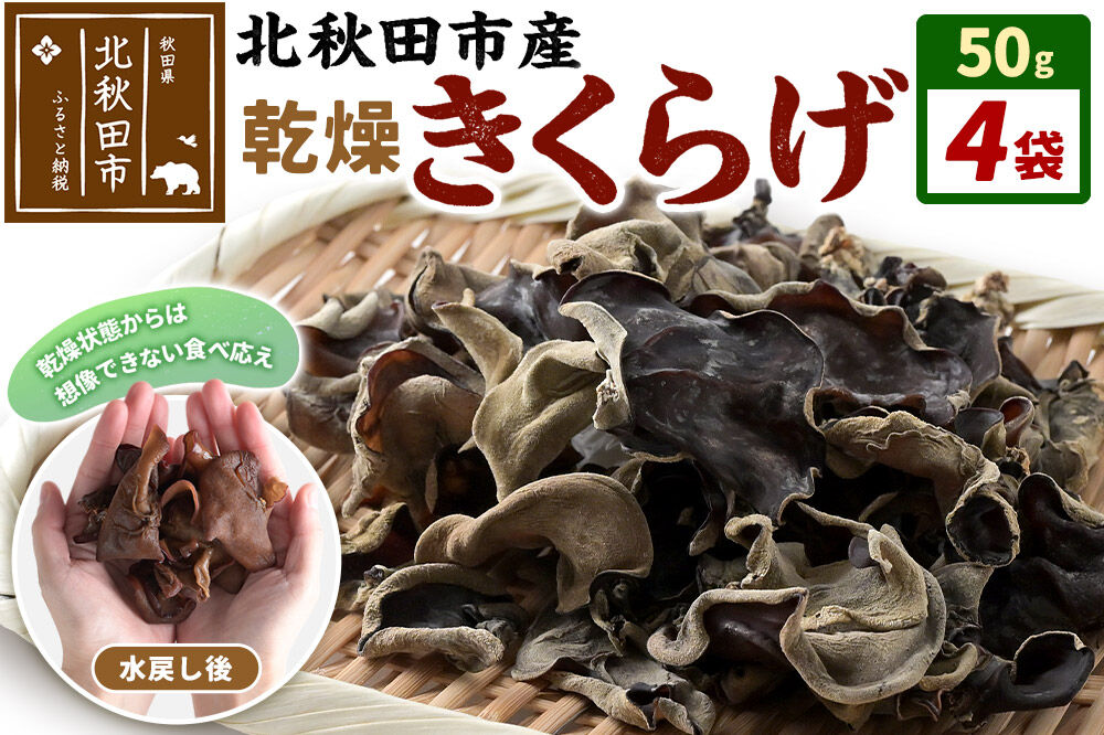 国産 乾燥きくらげ 200g 天日干し 秋田県北秋田市産 [きくらげ 木耳 キクラゲ 乾燥 手のひらサイズ 秋田県 北秋田市]