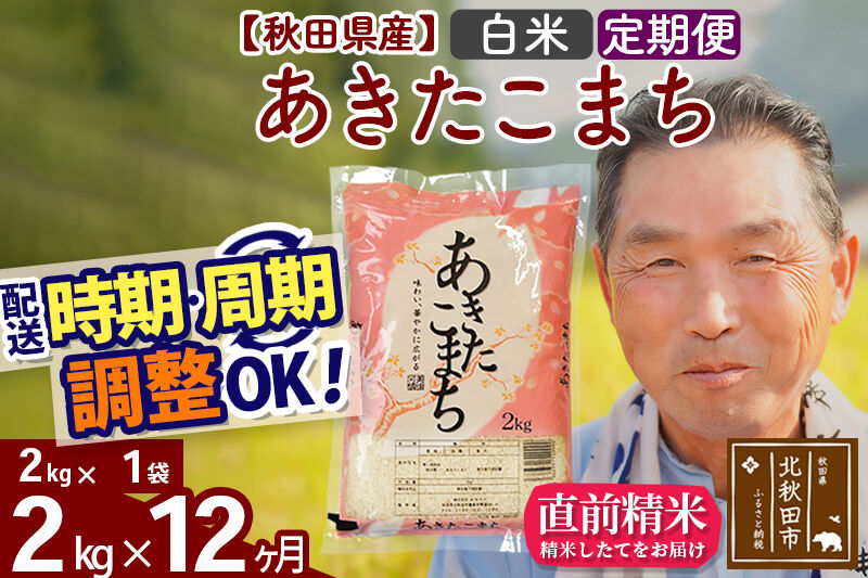 令和7年産《定期便12ヶ月》秋田県産 あきたこまち 2kg【白米】(2kg小分け袋) 2025年産 お届け時期選べる お届け周期調整可能 隔月に調整OK お米 おおもり [おおもり 秋田 お米 あきたこまち 米どころ 東北 北秋田市 定期便 毎月お届け]