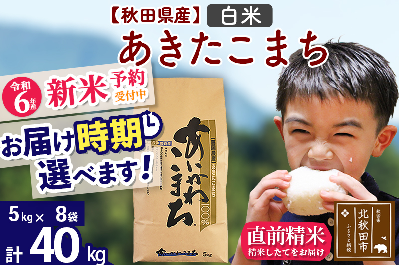 ※令和6年産 新米予約※秋田県産 あきたこまち 40kg【白米】(5kg小分け袋) 【1回のみお届け】2024産 お届け時期選べる お米 藤岡農産