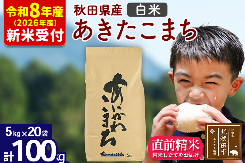 ※R8産 新米予約※ 秋田県産 あきたこまち 100kg【白米】(5kg小分け袋) 【1回のみお届け】2026年産 令和8年産 お米 藤岡農産 [藤岡農産 秋田 お米 あきたこまち 米どころ 東北 北秋田市]