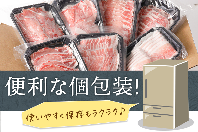 「秋田純穂豚」バラエティセット 合計約2kg しゃぶしゃぶ用（バラ、モモ、ロース、肩ロース）・切り身・切落し