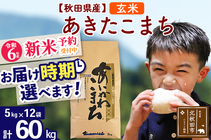 ※令和6年産 新米予約※秋田県産 あきたこまち 60kg【玄米】(5kg小分け袋) 【1回のみお届け】2024産 お届け時期選べる お米 藤岡農産