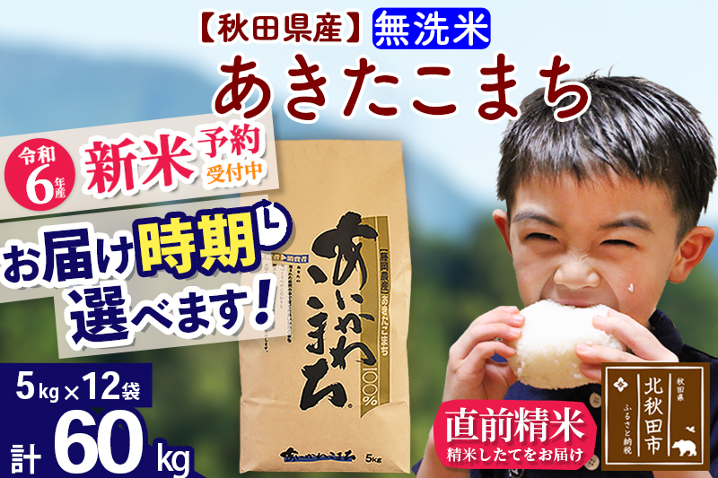 ※令和6年産 新米予約※秋田県産 あきたこまち 60kg【無洗米】(5kg小分け袋) 【1回のみお届け】2024産 お届け時期選べる お米 藤岡農産