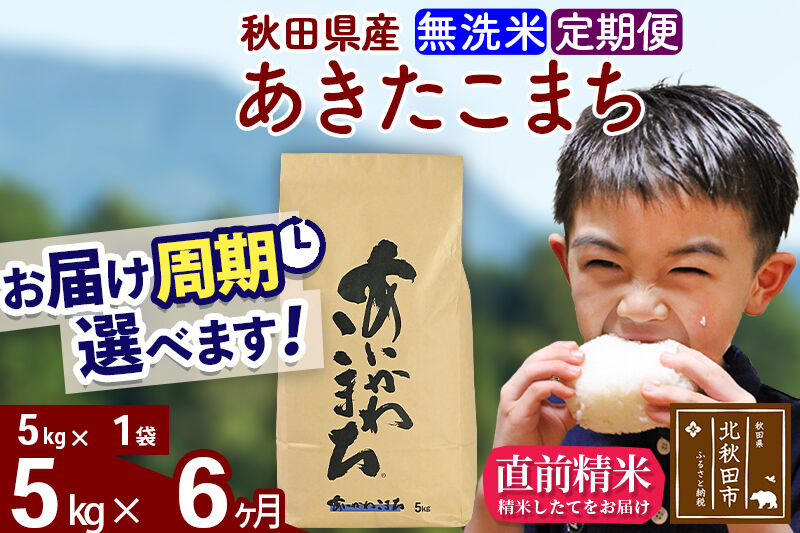 ※令和7年産※《定期便6ヶ月》秋田県産 あきたこまち 5kg【無洗米】(5kg小分け袋) 2025年産 お届け周期調整可能 隔月に調整OK お米 藤岡農産 [藤岡農産 秋田 お米 あきたこまち 米どころ 東北 北秋田市 定期便 毎月お届け]