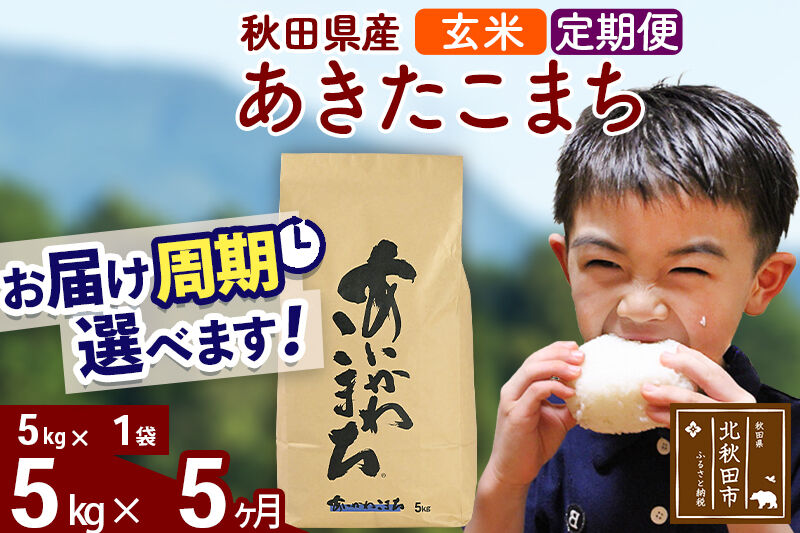 ※令和7年産※《定期便5ヶ月》秋田県産 あきたこまち 5kg【玄米】(5kg小分け袋) 2025年産 お届け周期調整可能 隔月に調整OK お米 藤岡農産 [藤岡農産 秋田 お米 あきたこまち 米どころ 東北 北秋田市 定期便 毎月お届け]