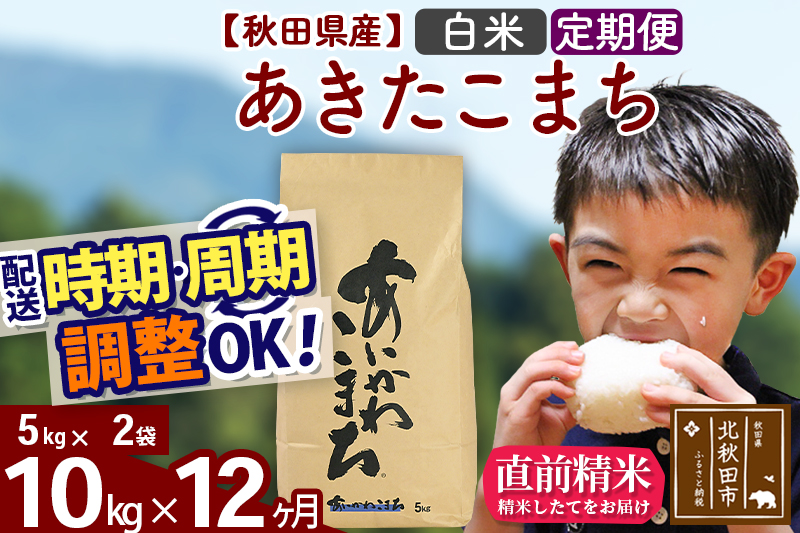 ※令和7年産※《定期便12ヶ月》秋田県産 あきたこまち 10kg【白米】(5kg小分け袋) 2025年産 お届け時期選べる お届け周期調整可能 隔月に調整OK お米 藤岡農産