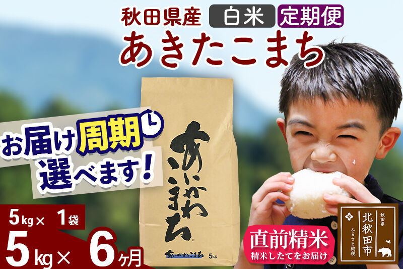 ※令和7年産※《定期便6ヶ月》秋田県産 あきたこまち 5kg【白米】(5kg小分け袋) 2025年産 お届け周期調整可能 隔月に調整OK お米 藤岡農産 [藤岡農産 秋田 お米 あきたこまち 米どころ 東北 北秋田市 定期便 毎月お届け]