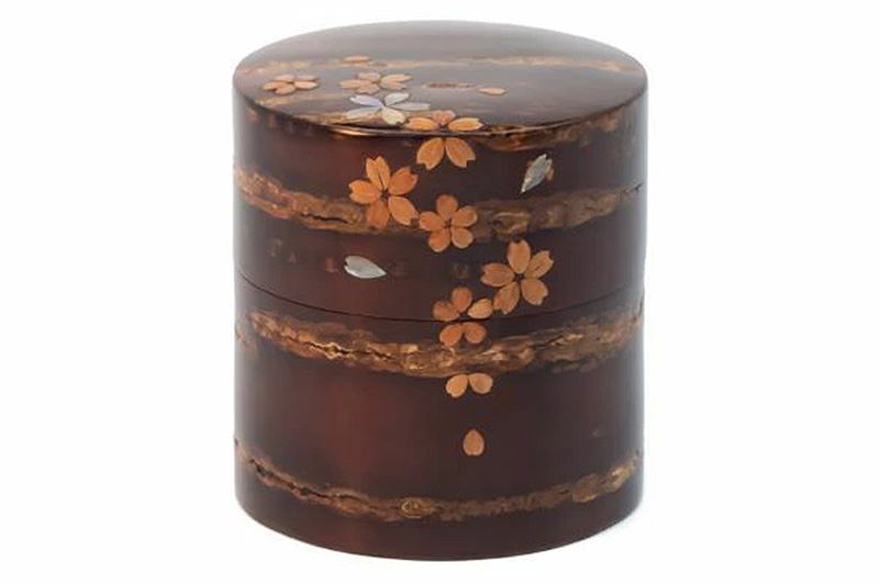 角館樺細工《樺細工 八柳》 総皮 茶筒 小 ラデン オリジナル 100g 角館工芸協同組合