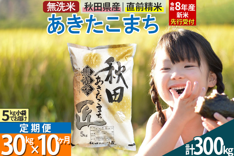 【無洗米】＜令和8年産 新米予約＞《定期便10ヶ月》秋田県産 あきたこまち 30kg (5kg×6袋) ×10回 30キロ お米 匠  [サンファーム西木]