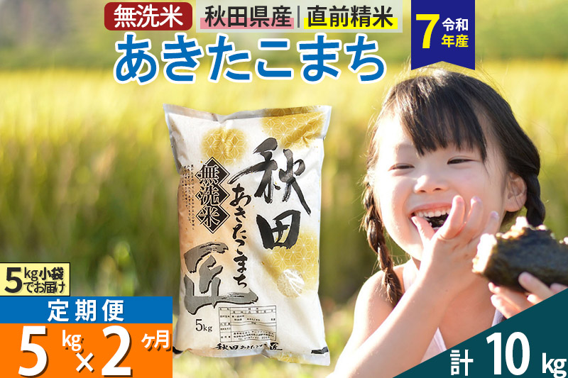 【無洗米】＜令和7年産＞《定期便2ヶ月》秋田県産 あきたこまち 匠 5kg (5kg×1袋) ×2回 5キロ お米