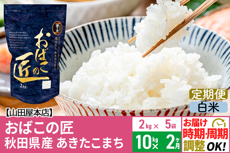 【白米】《定期便2ヶ月》令和6年産 新米予約 仙北市産 おばこの匠 10kg（2kg×5袋）×2回 計20kg 2か月 2ヵ月 2カ月 2ケ月 秋田こまち お米 秋田県産あきたこまち