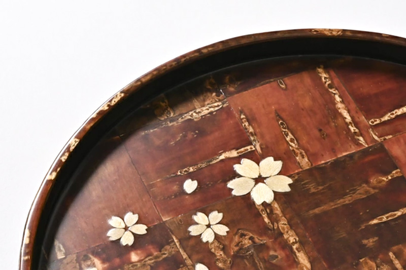 角館樺細工《樺細工 八柳》 丸 茶盆 小 角館工芸協同組合