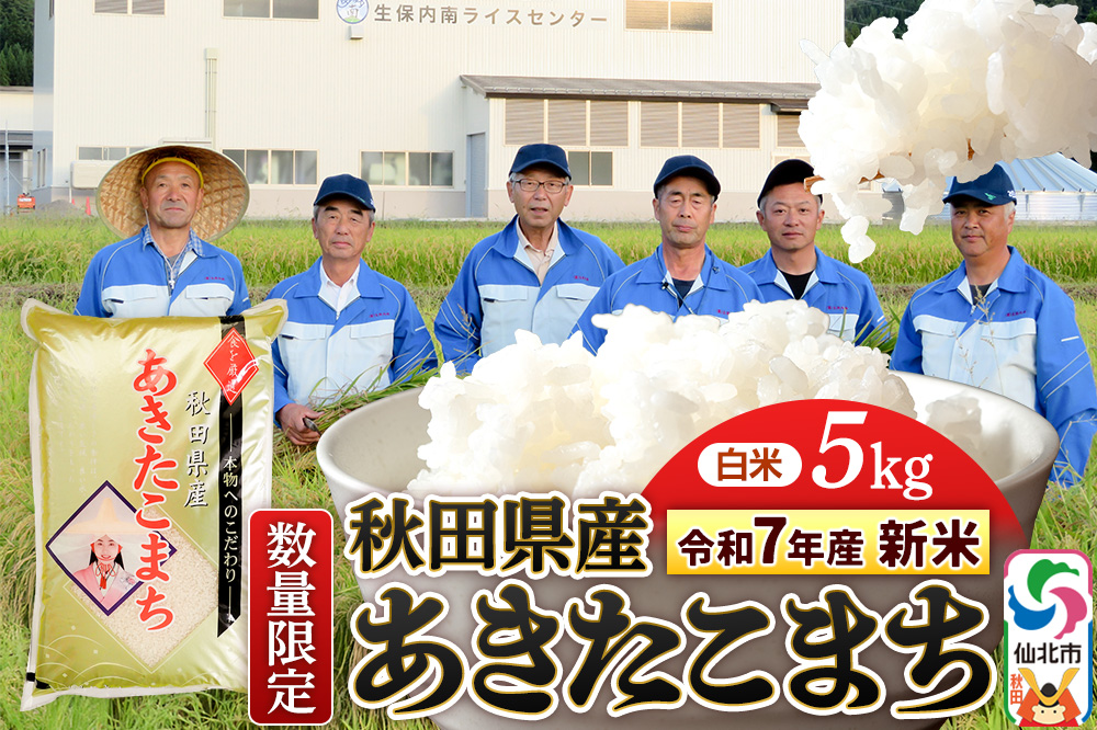＜令和7年産 新米＞【白米】あきたこまち 5kg（5kg×1袋）精米  秋田県仙北市産 5キロ