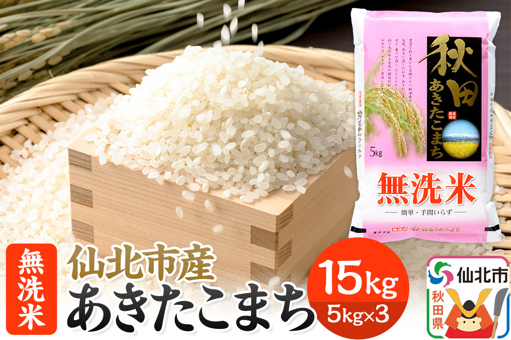 【無洗米】秋田の米どころ 仙北市産 あきたこまち 15kg 令和6年産