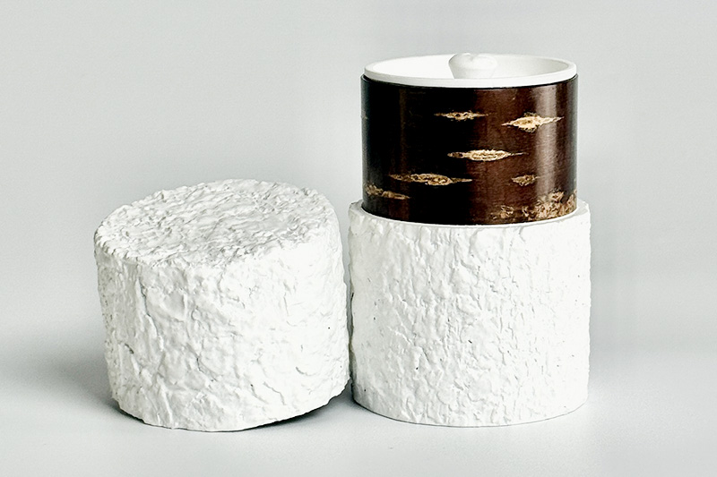 角館樺細工《冨岡商店》茶筒 マットバーク ホワイト スリム M 角館工芸協同組合