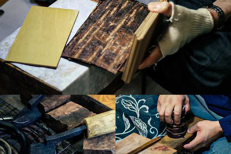 角館樺細工 総皮トレー 市松 角館工芸協同組合